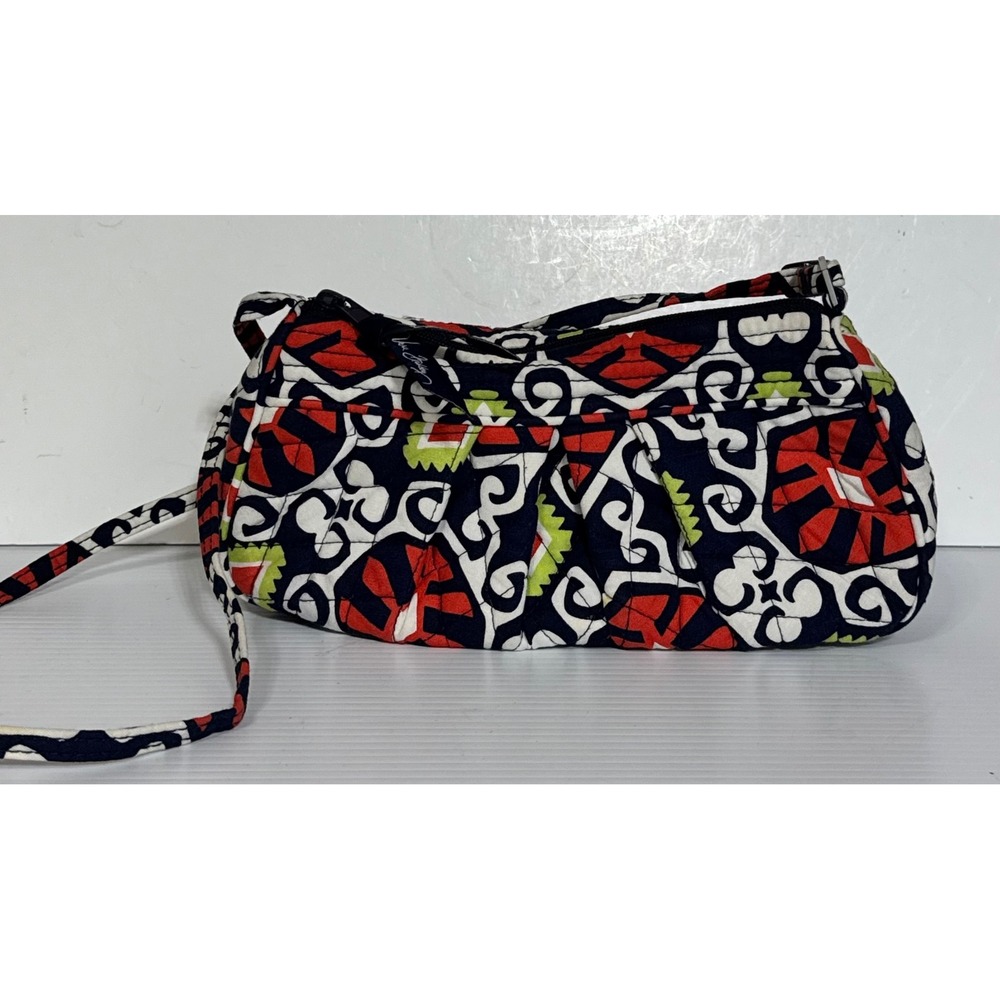 Vera Bradley Mini Hipster Crossbody Bag Navy Red Floral Quilted Cotton Small